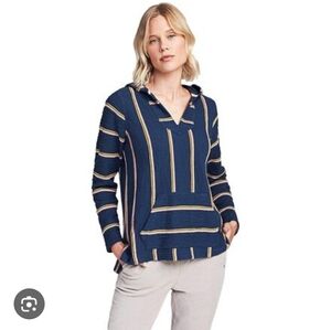 Faherty Seabrook Whitewater Poncho Hoodie Baja Sayulita Stripe Pullover Sweater